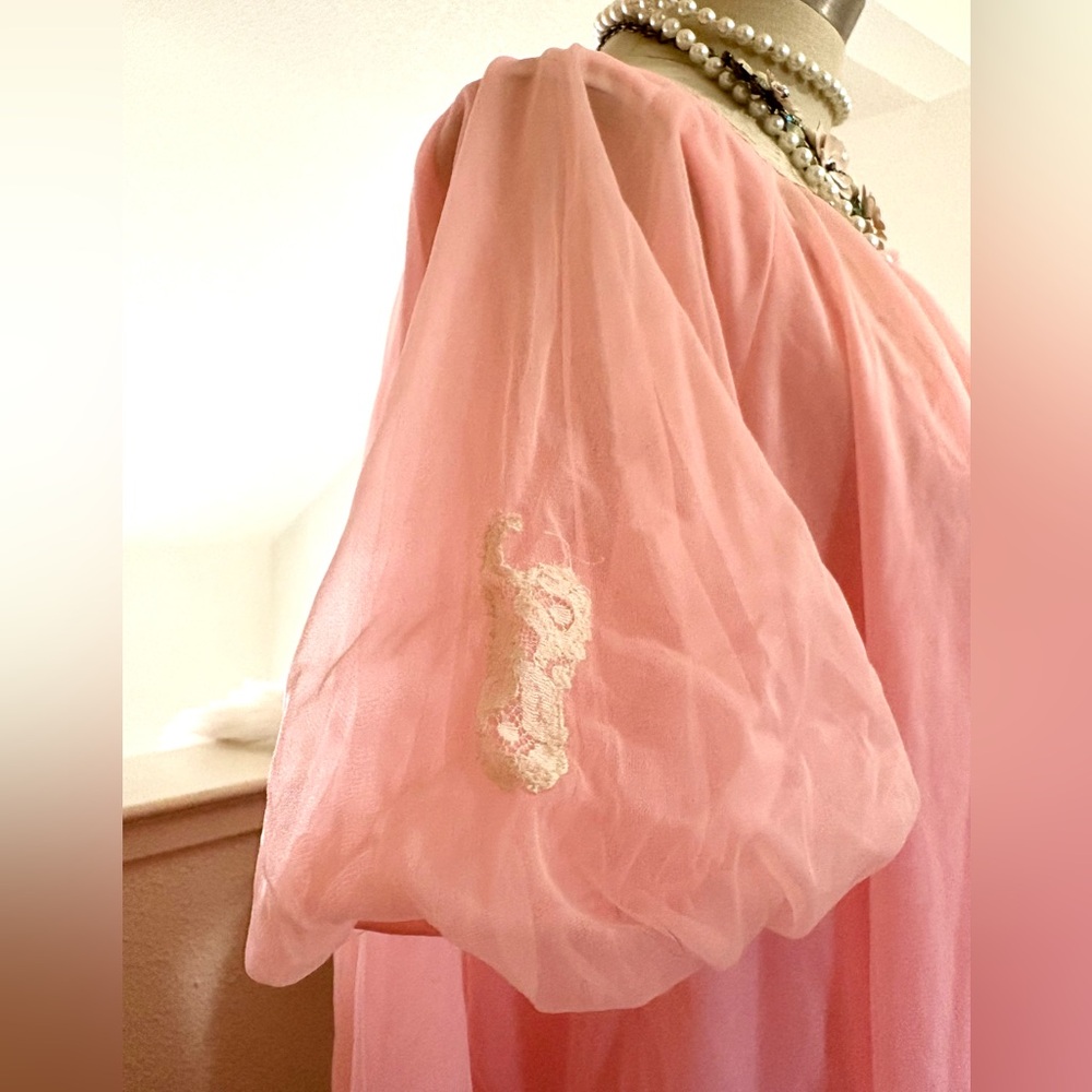 EUC M Pink Lace Vintage Nightgown Set RARE HTF - Picture 11 of 13